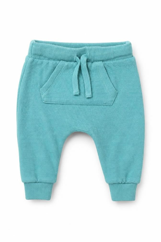 F&F Boys Blue Cotton Jogger Trousers Size 0-3 Months Drawstring
