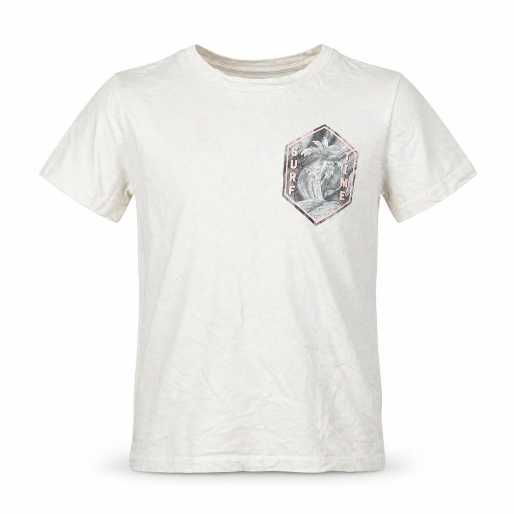 Front view of George boys’ white spotted cotton basic casual, size 8-9, years round neck pullover - surf time