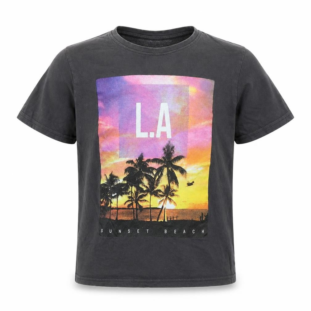 Front view of Primark boys’ grey cotton basic casual, size 9-10, years round neck pullover - la