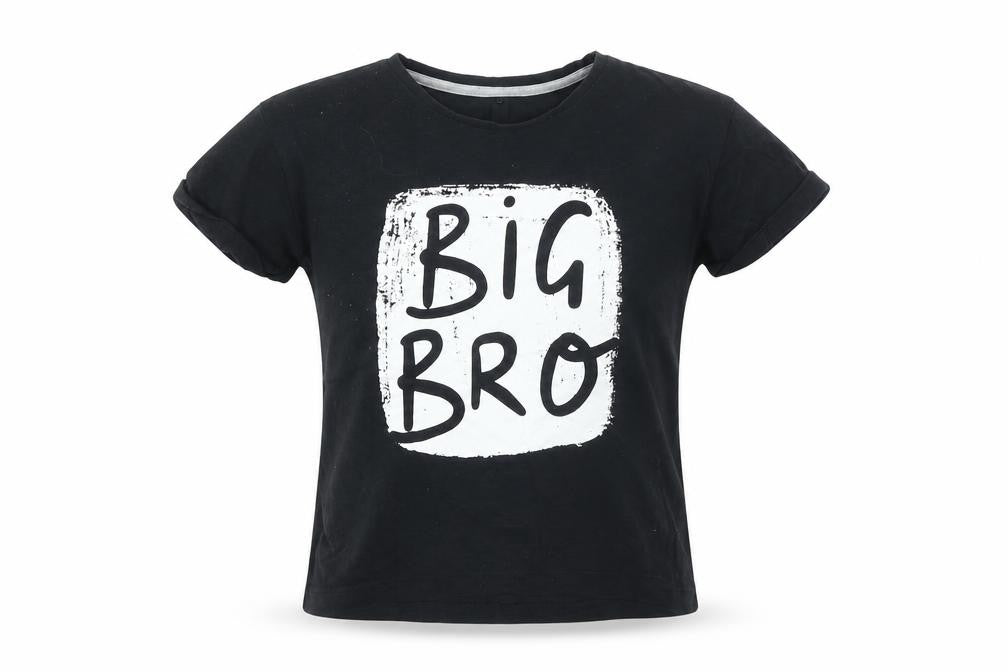 Front view of George boys’ black cotton basic casual, size 6-7, years round neck pullover - big bro