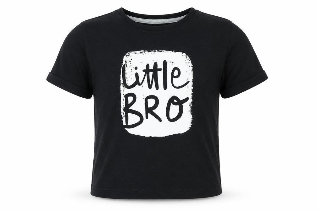 Front view of George boys’ black cotton basic casual, size 5-6, years round neck pullover - little bro