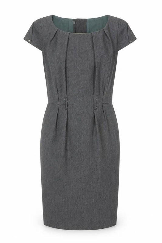 Front view of Glamorous women’s grey polyester bodycon, size UK 10, round neck button
