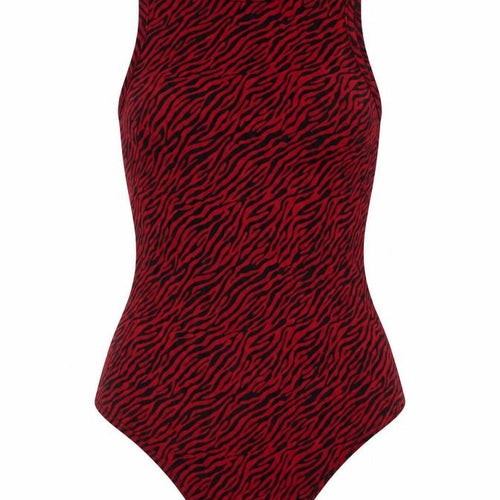 NAANAA Womens Red Animal Print Polyester Bodysuit One-Piece Size 8 Snap