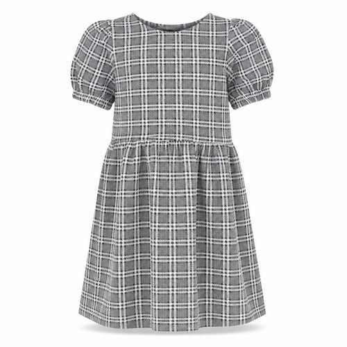 Cosmic Kids Girls Grey Check Polyacrylate Fibre Skater Dress Size 12 Years Round Neck Pullover