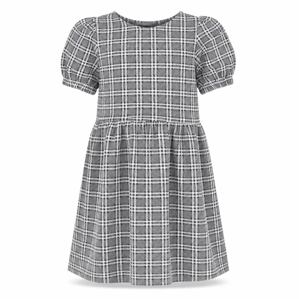 Cosmic Kids Girls Grey Check Polyacrylate Fibre Skater Dress Size 12 Years Round Neck Pullover