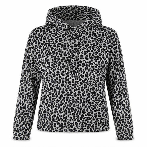 F&F Womens Grey Animal Print Viscose Pullover Hoodie Size 6 Pullover - Soft Touch Leopard Print