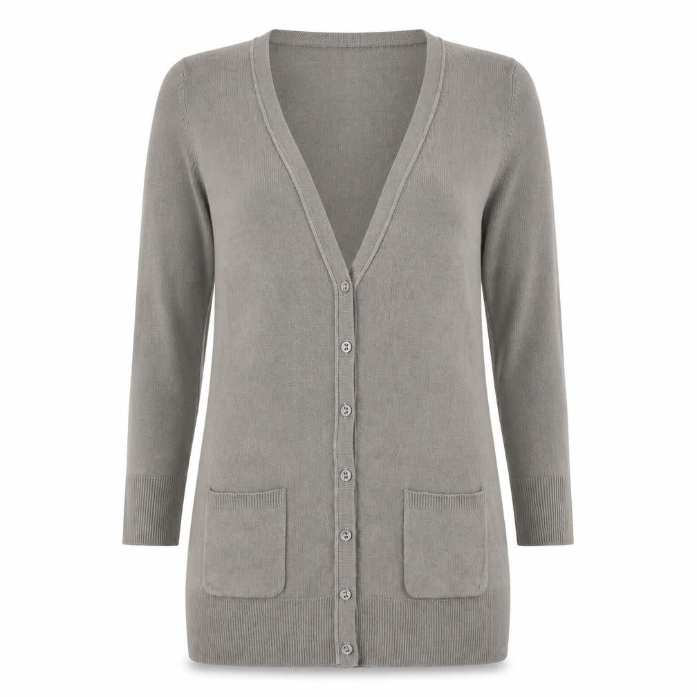 Evie Womens Brown V-Neck Acrylic Cardigan Jumper Size 10