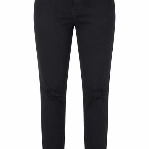 Topshop Womens Black Cotton Skinny Jeans Size 25 in L30 in Regular Button - Ripped Detail