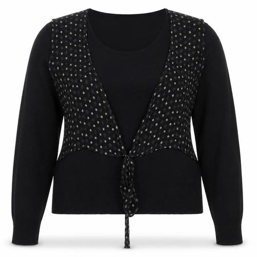 marie mero Womens Black Crew Neck Floral Viscose Pullover Jumper Size 18