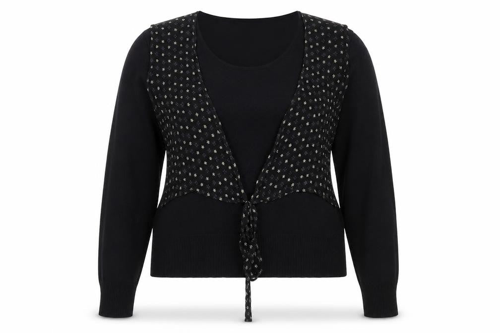 marie mero Womens Black Crew Neck Floral Viscose Pullover Jumper Size 18