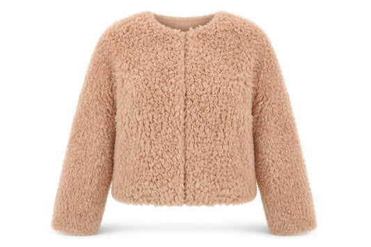 Front view of H&M women’s pink jacket, size M, hook & eye