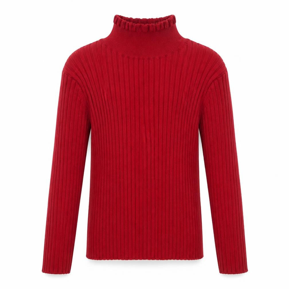 Front view of Dunnes girls’ red polyester basic casual, size 8, years high neck pullover
