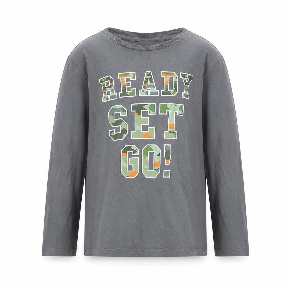 Front view of Very boys’ grey cotton basic t-shirt, size 6-7, years round neck pullover
