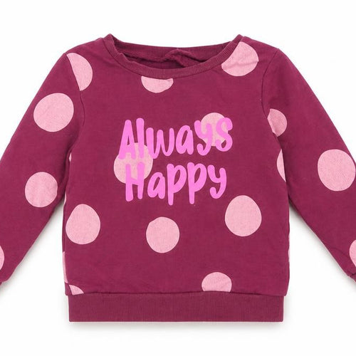 Dunnes Stores Girls Purple Polka Dot Cotton Pullover Sweatshirt Size 2-3 Years Pullover - Always Happy