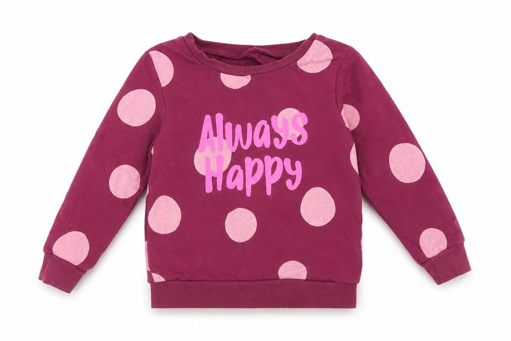 Dunnes Stores Girls Purple Polka Dot Cotton Pullover Sweatshirt Size 2-3 Years Pullover - Always Happy