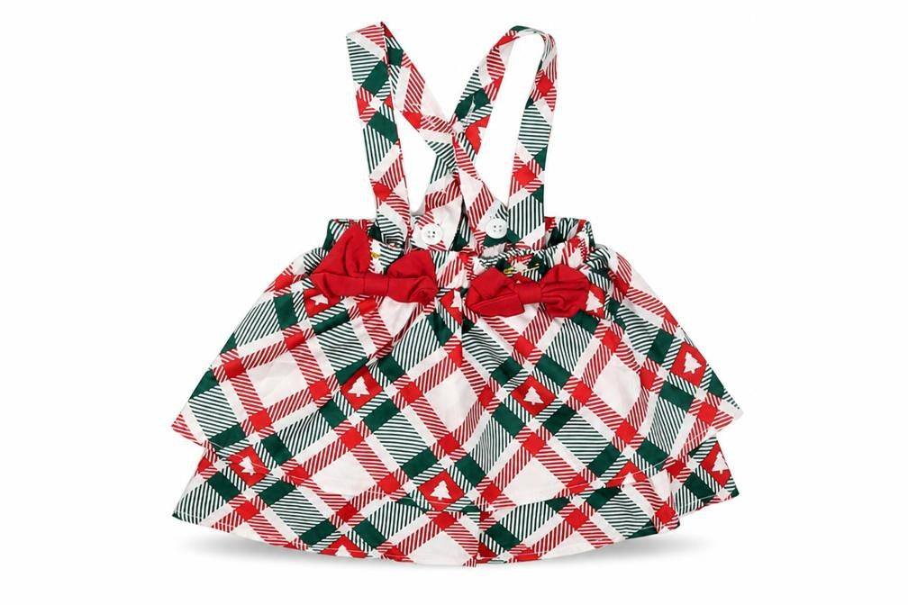 SheIn Baby Multicoloured Plaid Polyester Skater Skirt Size 3-6 Months Button - Braces, Christmas Tree