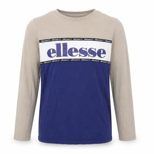 Ellesse Boys Beige Colourblock Cotton Pullover T-Shirt Size 10-11 Years Crew Neck Pullover