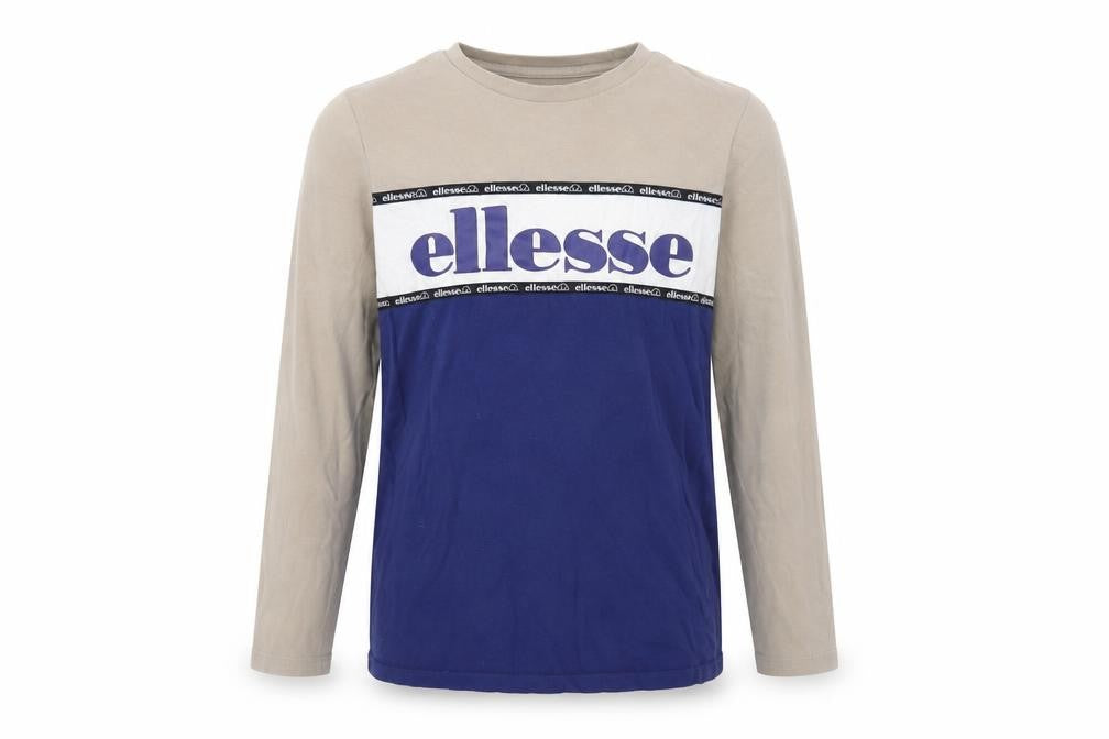 Ellesse Boys Beige Colourblock Cotton Pullover T-Shirt Size 10-11 Years Crew Neck Pullover
