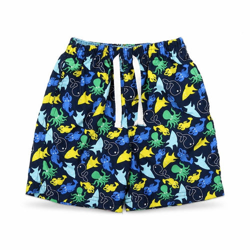 Rebel Boys Blue Geometric Polyester Cropped Trousers Size 18-24 Months Drawstring - Shorts