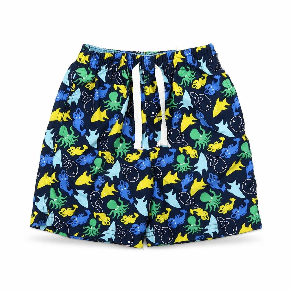 Rebel Boys Blue Geometric Polyester Cropped Trousers Size 18-24 Months Drawstring - Shorts