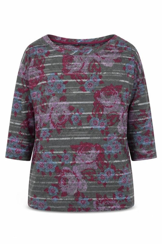 Front view of Marks & Spencer women’s multicoloured round neck floral polyester jumper, size UK 8