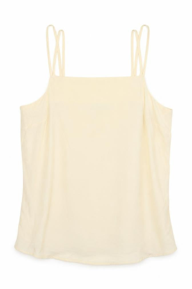 Marks and Spencer Womens Beige Viscose Camisole Tank Size 10 Square Neck
