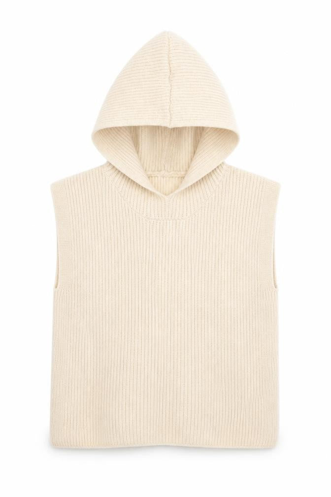 Front view of Primark women’s beige polyester cape hoodie one size pullover