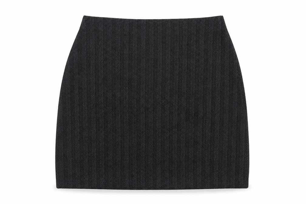 F&F Womens Black Herringbone Polyester Straight & Pencil Skirt Size 8