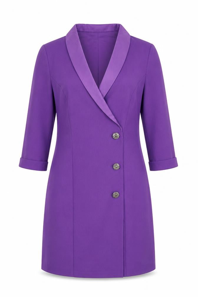 Front view of Primark women’s purple jacket blazer, size UK 12, button