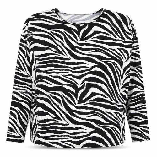New Look Womens White Round Neck Animal Print Polyester Pullover Jumper Size S - Zebra Print