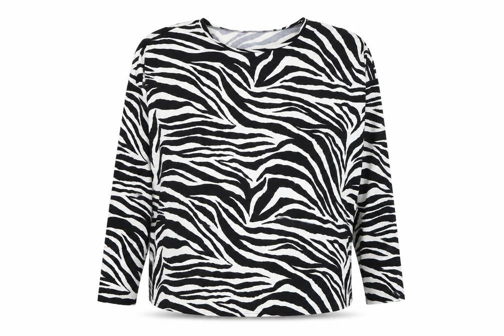 New Look Womens White Round Neck Animal Print Polyester Pullover Jumper Size S - Zebra Print
