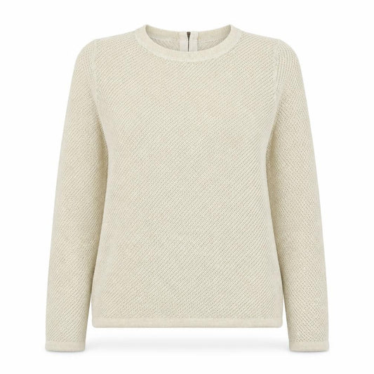 Front view of Next women’s gold round neck cotton jumper, size UK 8