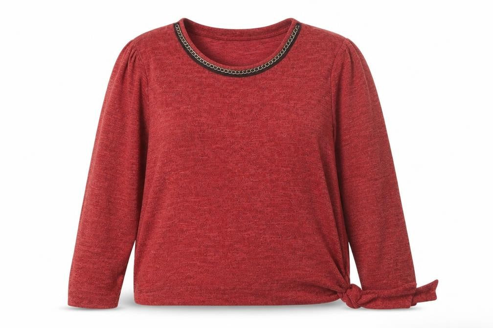 Front view of Klass women’s orange round neck viscose jumper, size XL