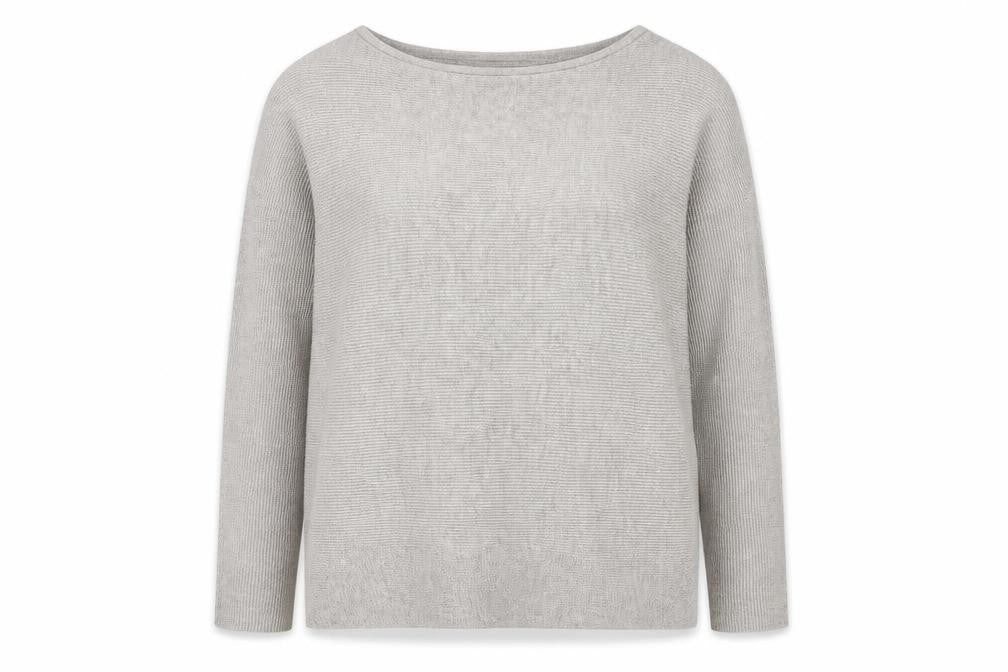 Front view of H&M women’s beige round neck polyester jumper, size S