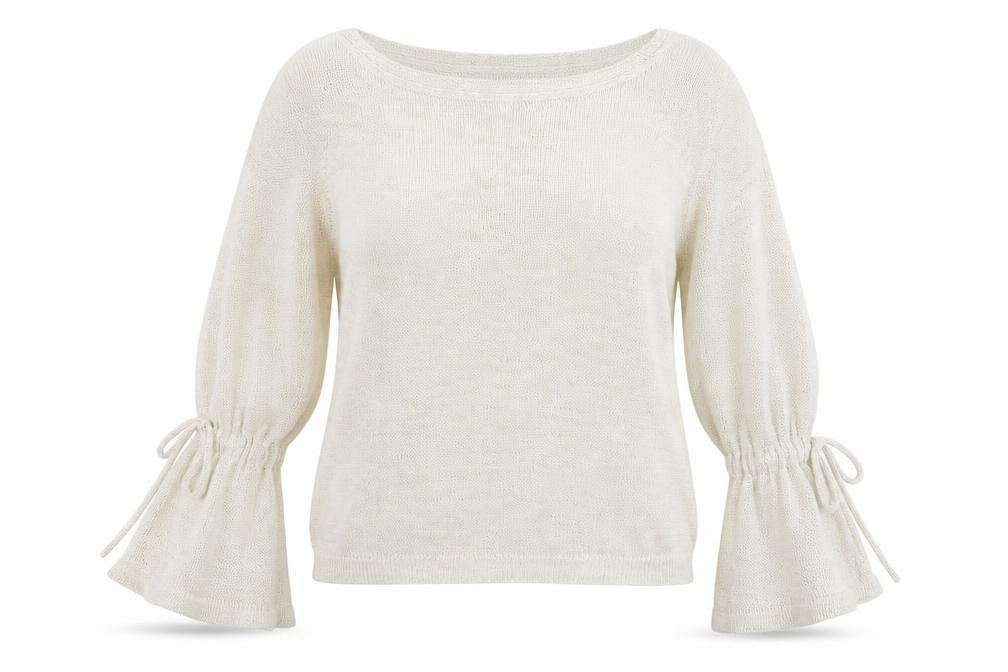 Front view of Papaya women’s beige round neck cotton jumper, size L