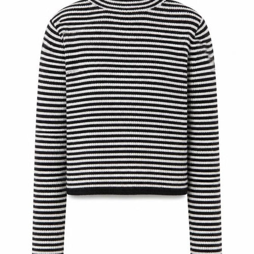 Miss E-Vie Girls Black Round Neck Striped Viscose Pullover Jumper Size 11-12 Years Pullover