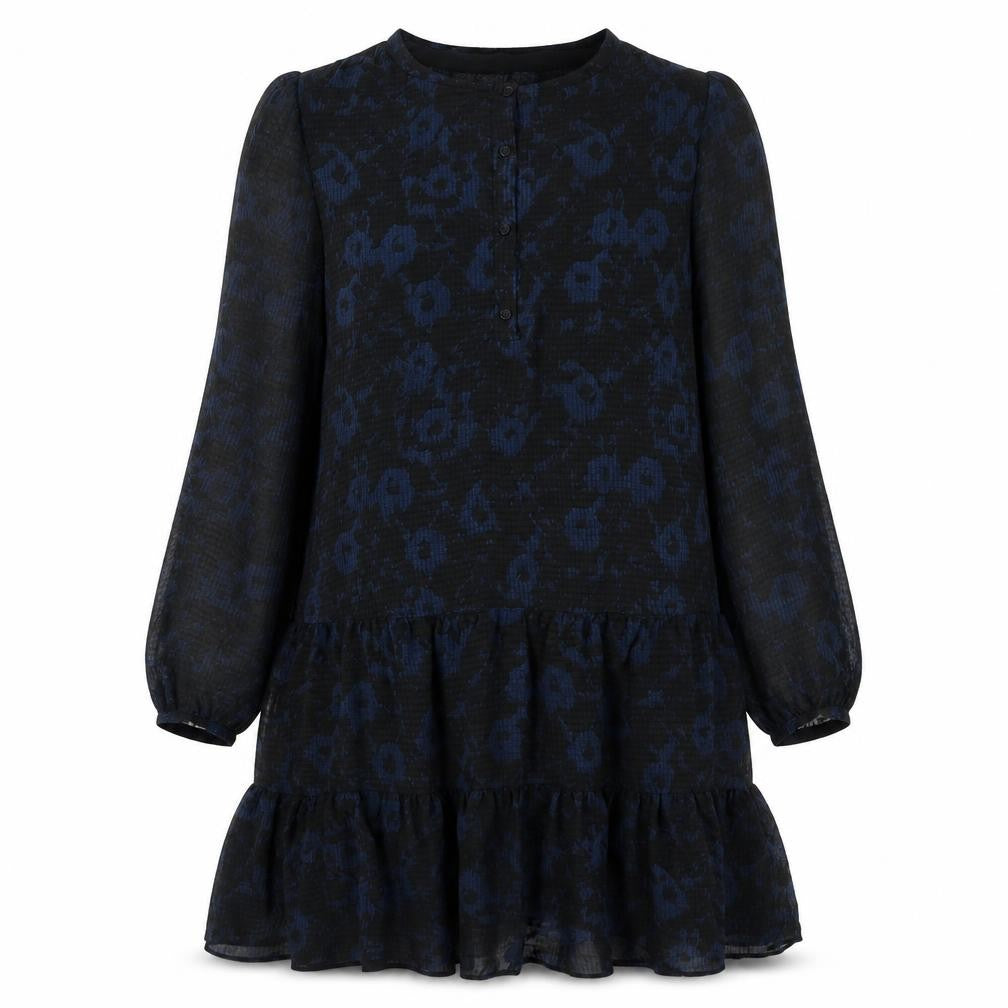 Zara Womens Black Geometric Polyester Skater Dress Size S Round Neck