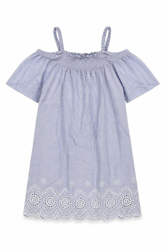 Front view of Primark women’s blue striped cotton a-line, size UK 10, square neck pullover