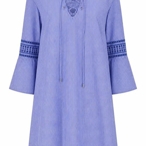 Primark Womens Blue Striped Polyester A-Line Size 10 V-Neck Pullover