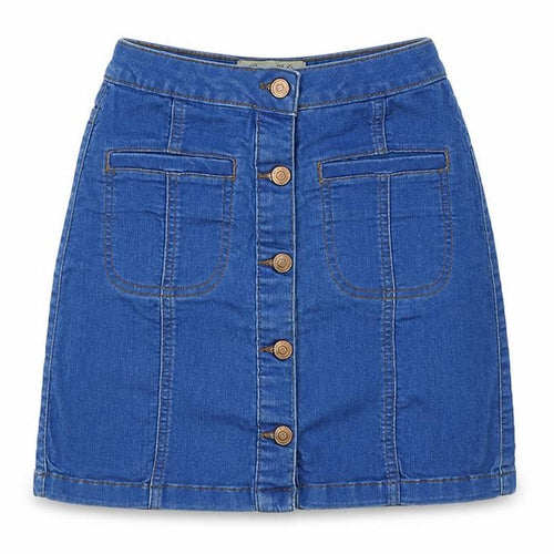 PARISIAN SIGNATURE Womens Blue Cotton A-Line Skirt Size 6 Button