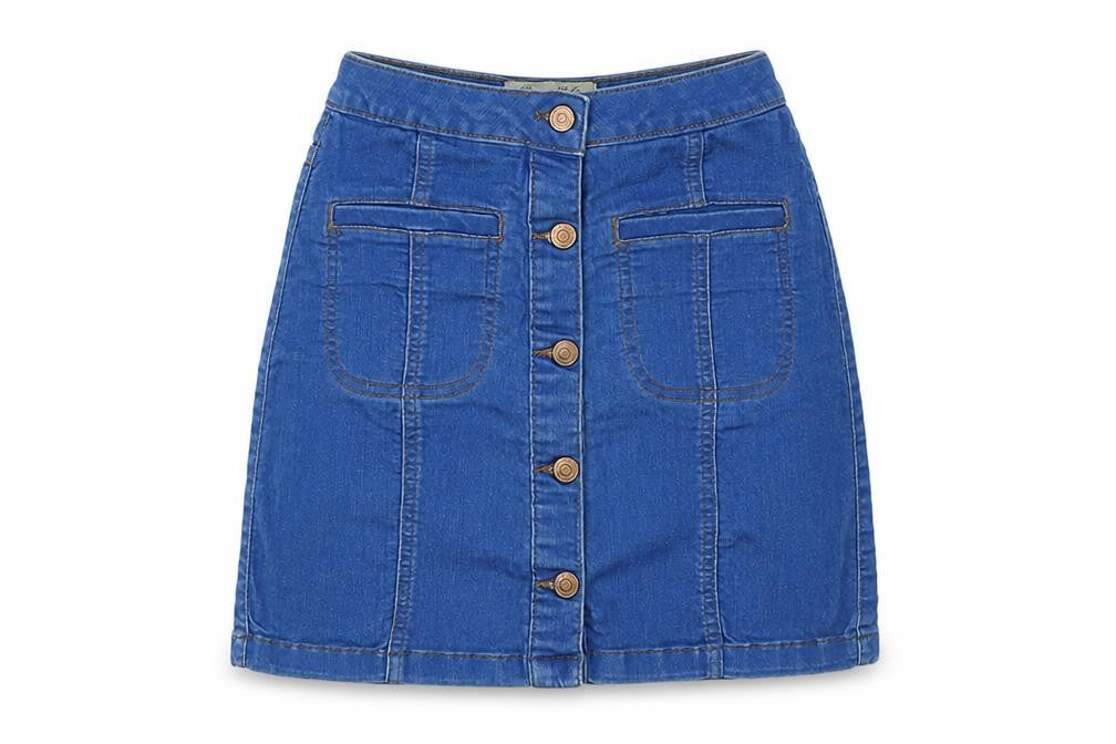 PARISIAN SIGNATURE Womens Blue Cotton A-Line Skirt Size 6 Button