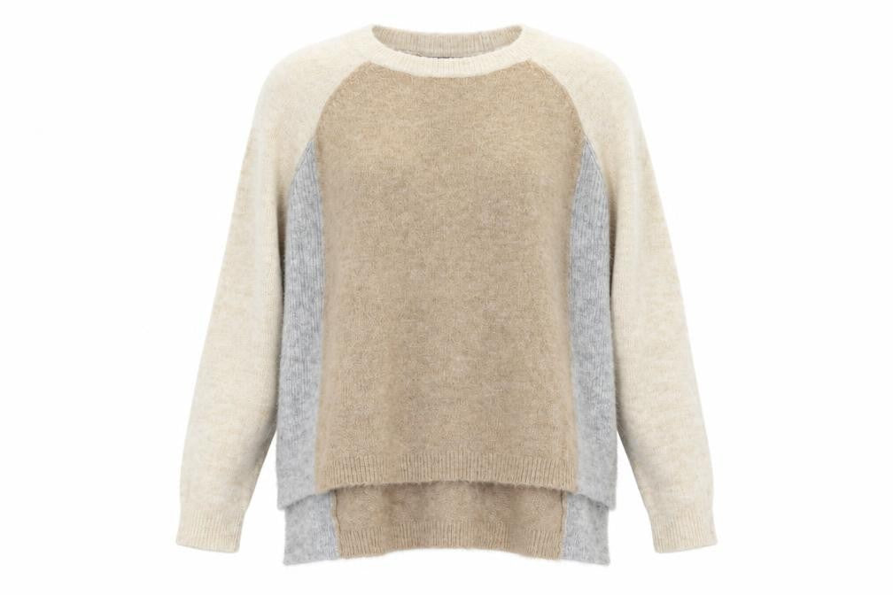 Front view of Marks & Spencer women’s multicoloured round neck acrylic jumper, size S