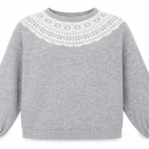 Dorothy Perkins Womens Grey Round Neck Polyester Pullover Jumper Size 16 - Lace Detail