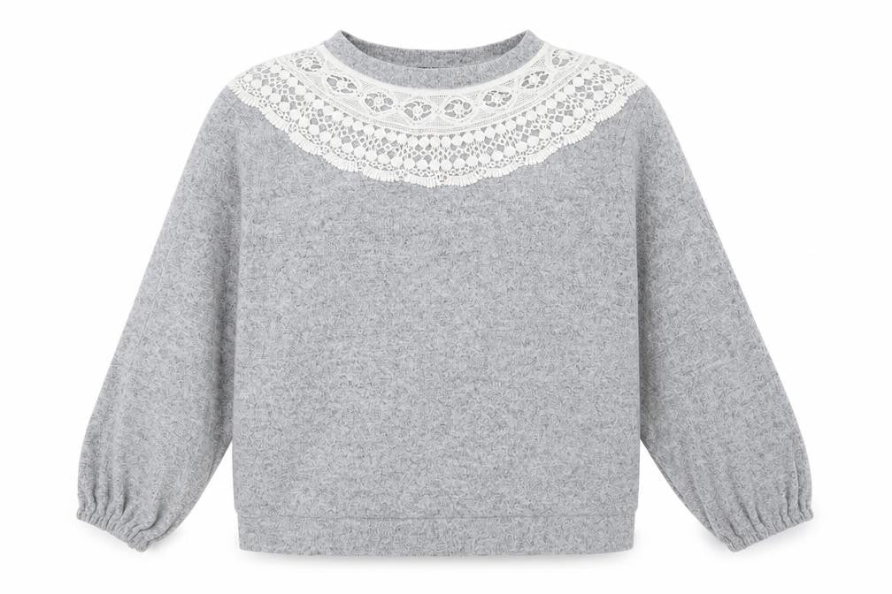 Dorothy Perkins Womens Grey Round Neck Polyester Pullover Jumper Size 16 - Lace Detail