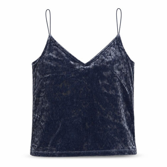 Front view of H&M women’s blue polyester camisole blouse, size XS, v-neck
