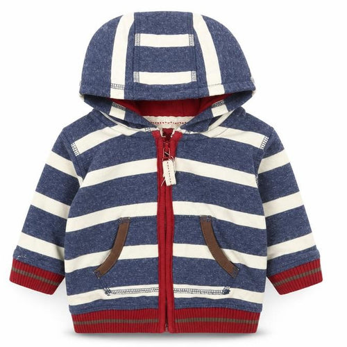Marks and Spencer Boys Multicoloured Striped Cotton Full Zip Jumper Size 0-3 Months Zip