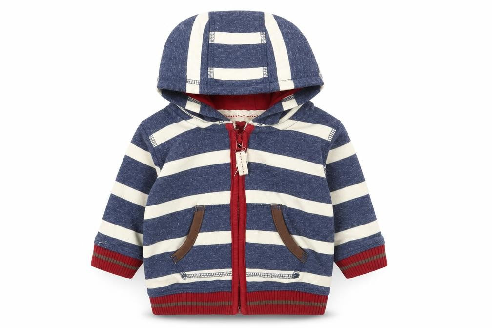 Marks and Spencer Boys Multicoloured Striped Cotton Full Zip Jumper Size 0-3 Months Zip
