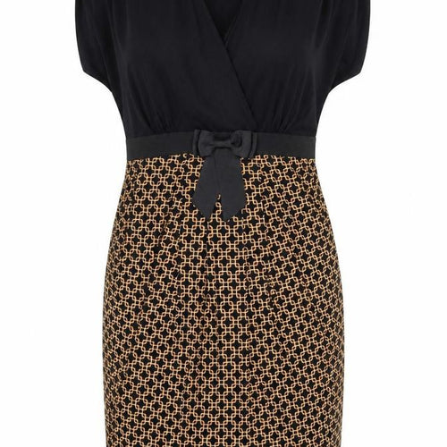 Body Flirt Womens Black Geometric Viscose Bodycon Size S V-Neck Pullover