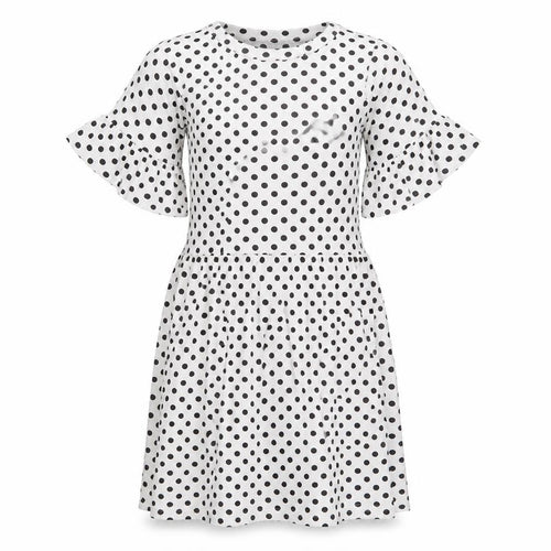 Boohoo Womens White Polka Dot Viscose Fit & Flare Size 6 Round Neck Pullover