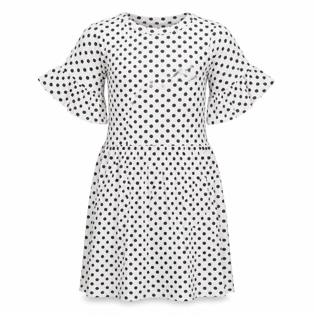 Boohoo Womens White Polka Dot Viscose Fit & Flare Size 6 Round Neck Pullover